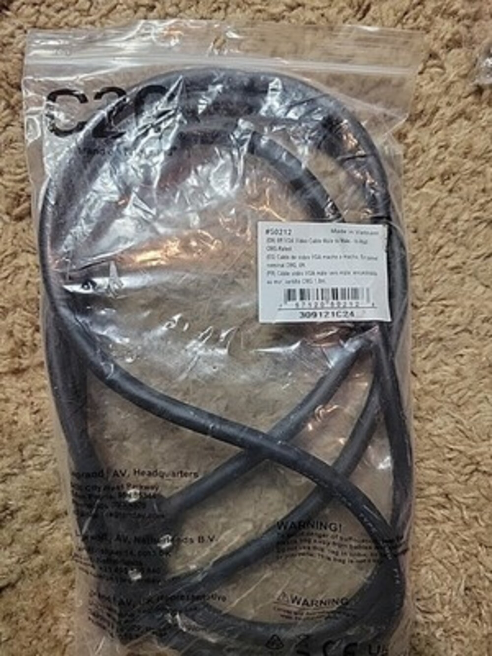 C2G 6ft VGA Video Cable male to male - In-Wall CMG-Rated 757120502128